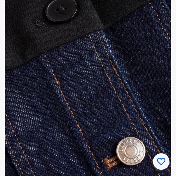 Express Blouse Women Blue Denim Twill Off the Shoulder Button Front Corset Top 2 - Picture 4 of 6